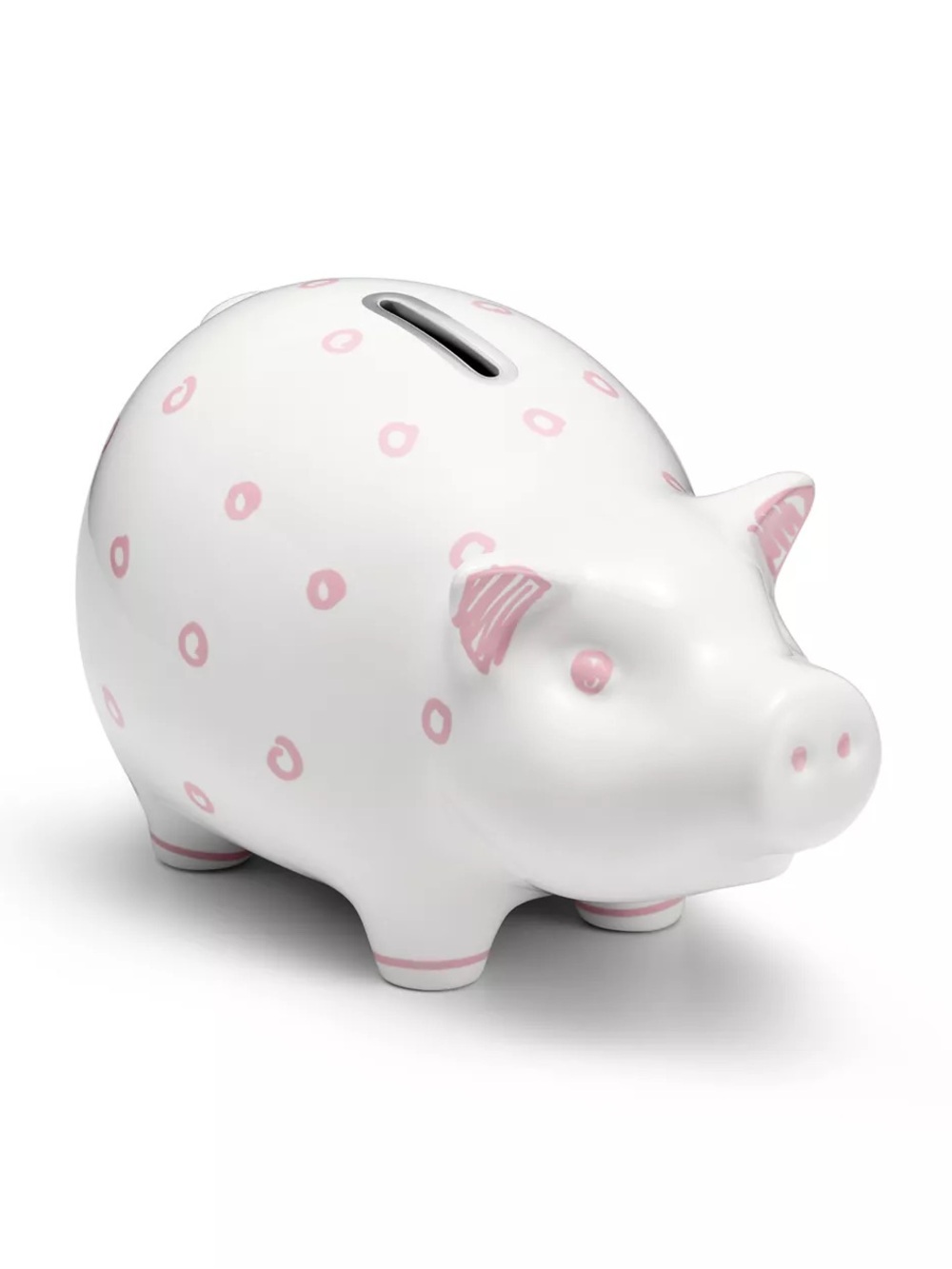 Tiffany&Co Pink Polka Dot Piggy Bank in Earthenware with Pink Accents - Picture 5 of 7